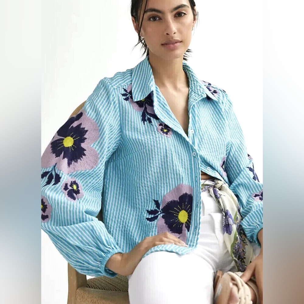 Maeve by anthropology embroidered blouse xl